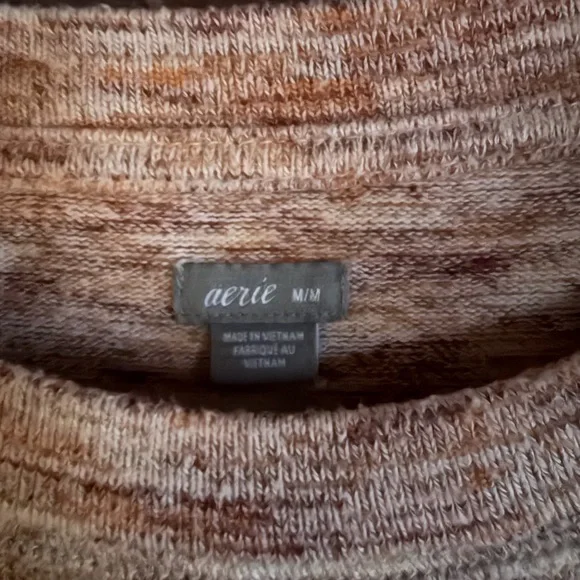 Aerie Cropped Drawstring Sweatshirt Cozy Neutral Lounge Top Size M - Picture 2 of 3